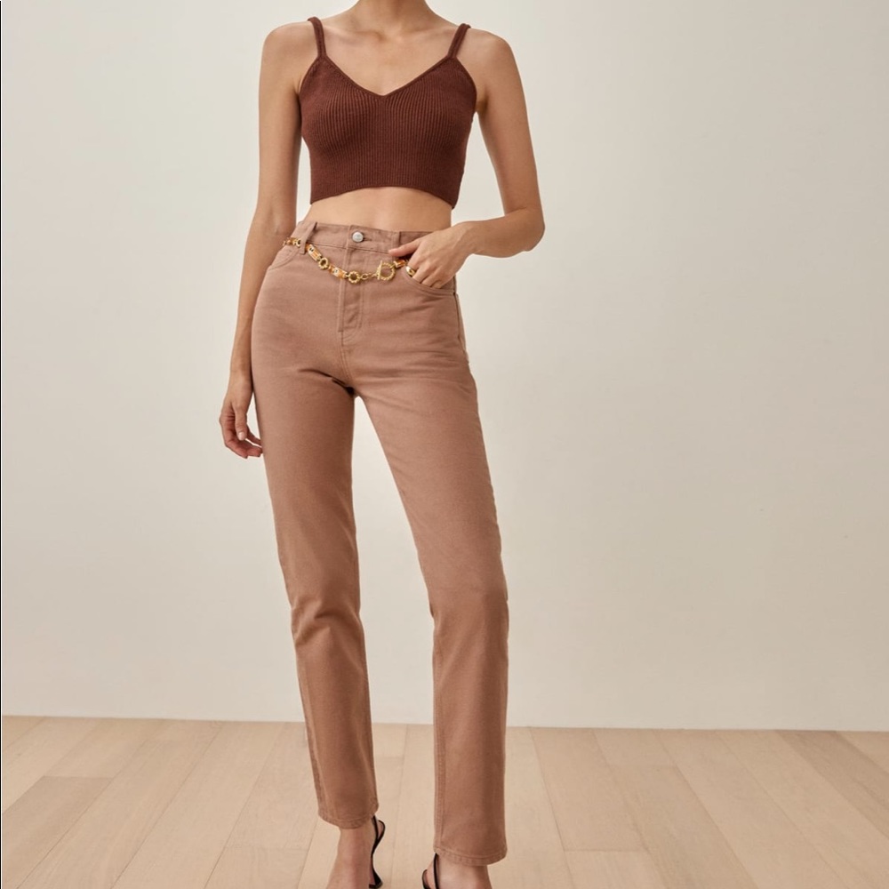 Reformation Cynthia Garment Dye High Rise Straight Jeans - Clay - Size 26